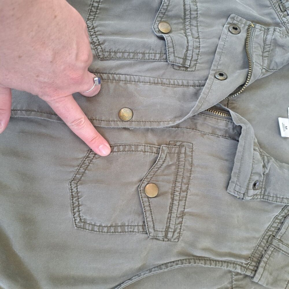 Lucky Brand Medium Olive Green Utility Military Vest Womens Zip Up Jacket Top - Picture 11 of 11